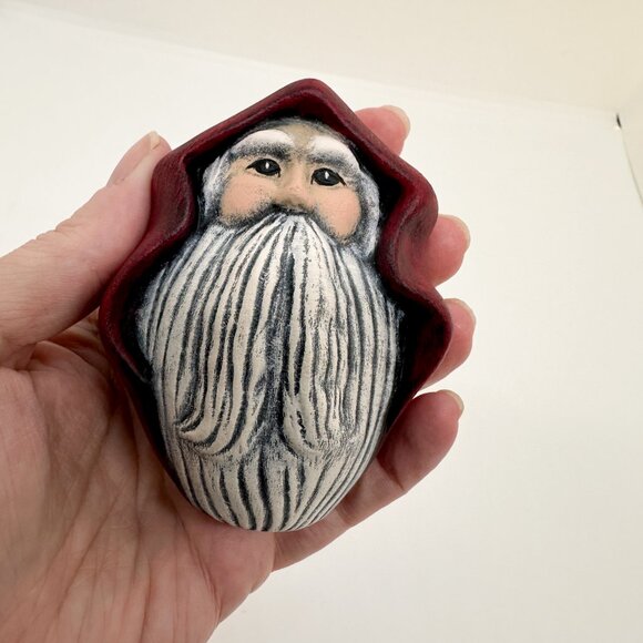 Vintage Handmade Ceramic Santa Head Wizard Folk Art Hood Walnut Ridge Christmas - Picture 6 of 6